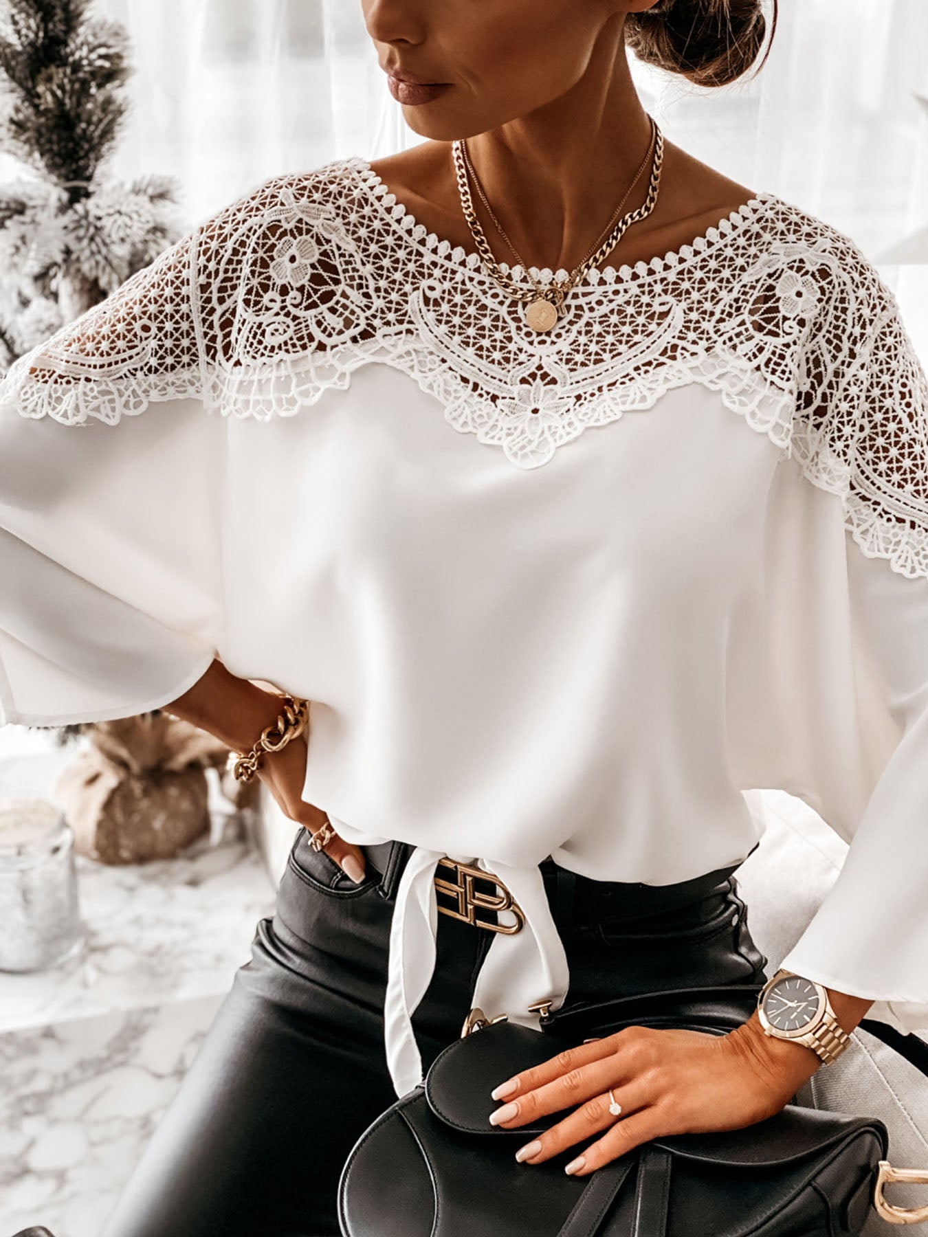 Vorioal White Lace Blouse