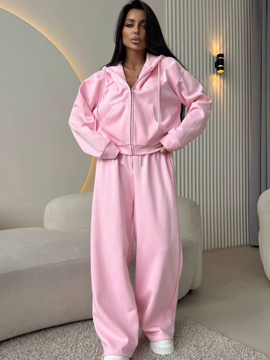 Soft Cotton Zip Hoodie Tracksuit Set