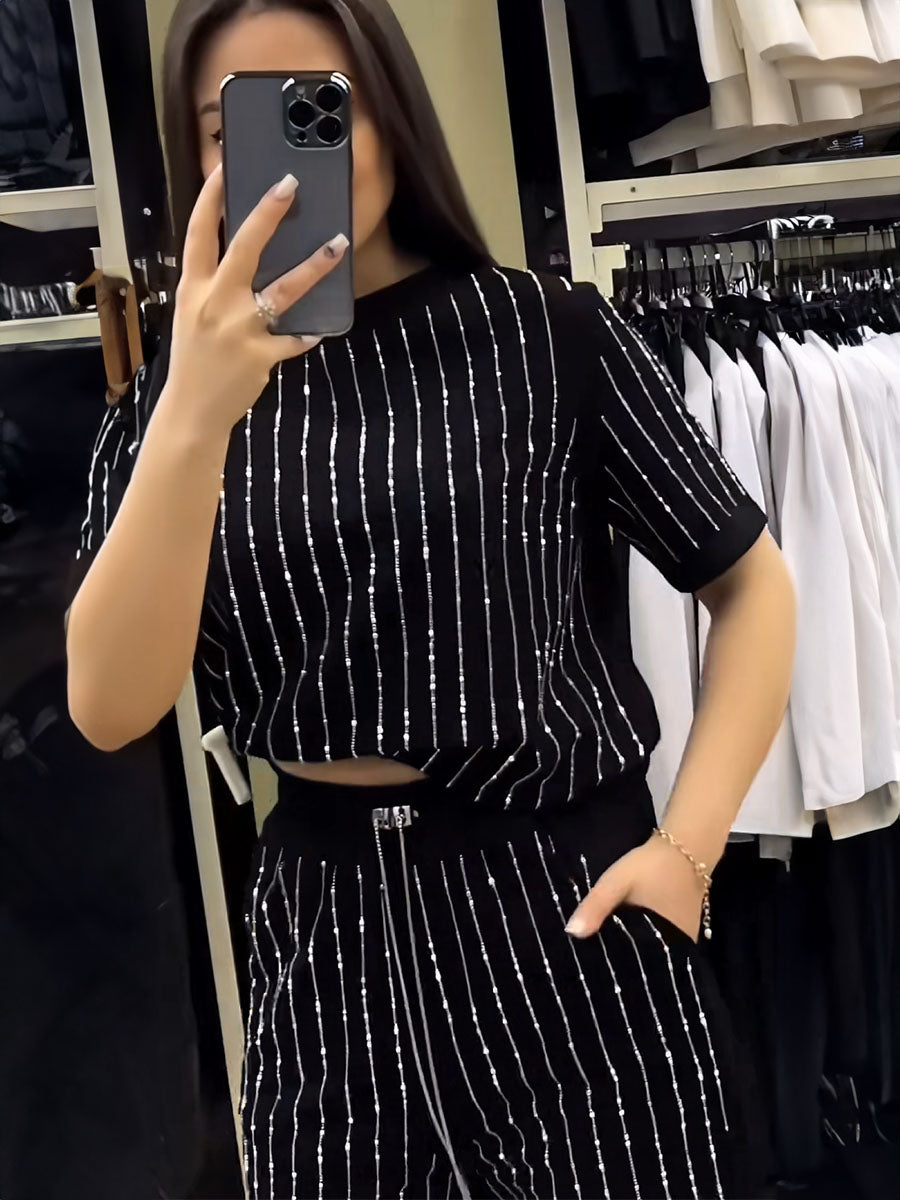 Glitter Pinstripe Two Piece Set