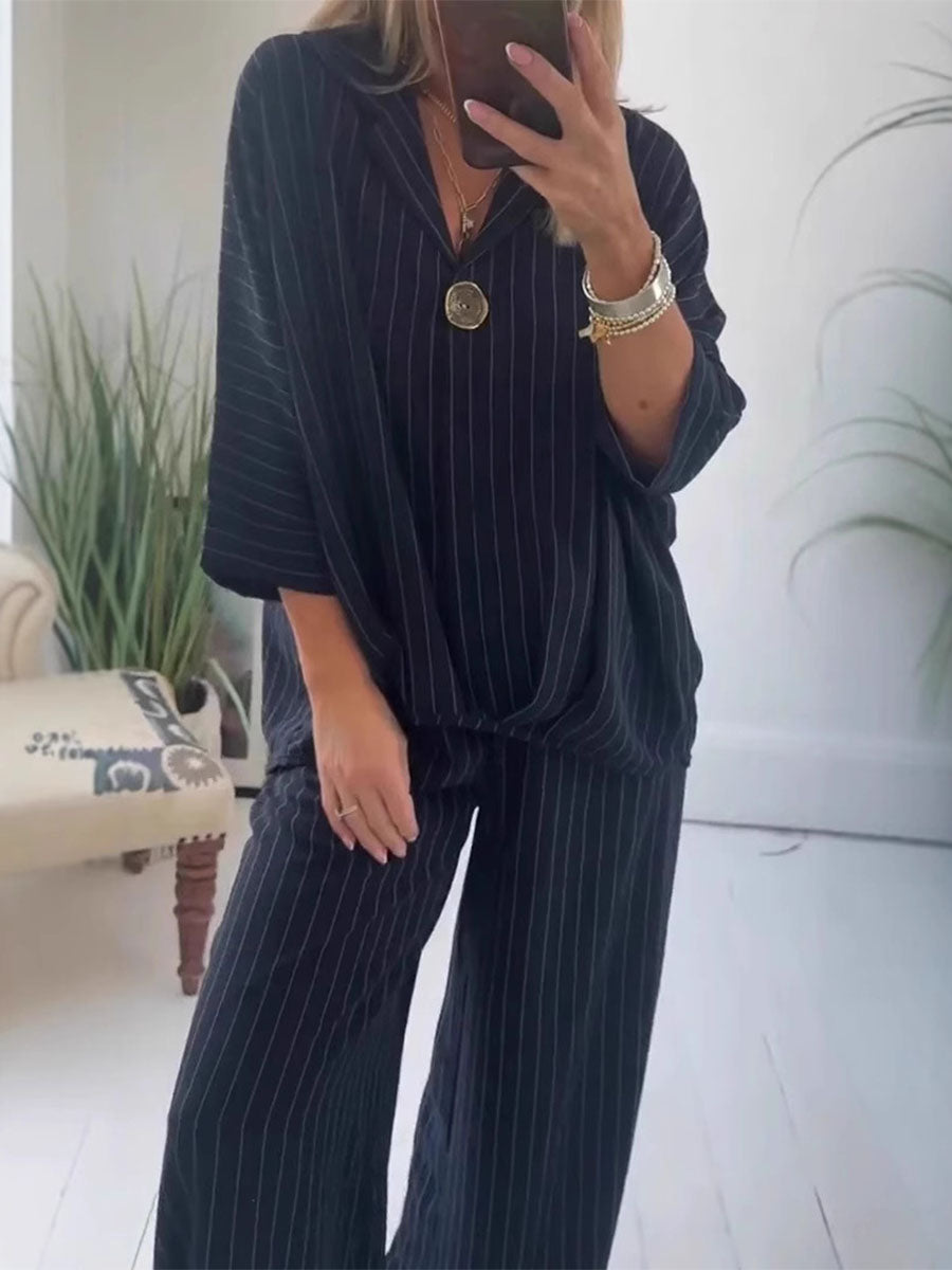 Comfy Loose Striped Lounge Set
