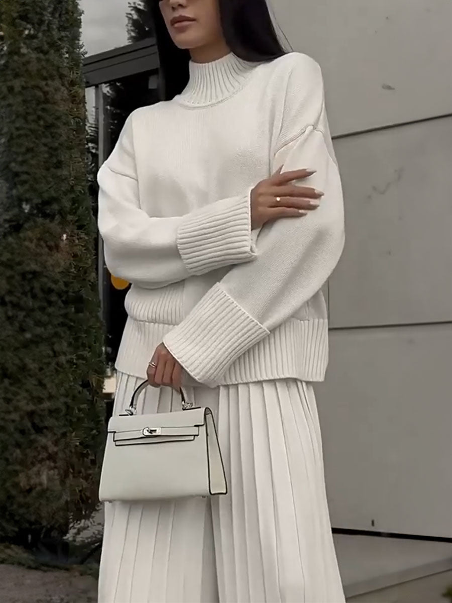 Cozy Cloud Sweater Wide-Leg Pants Set