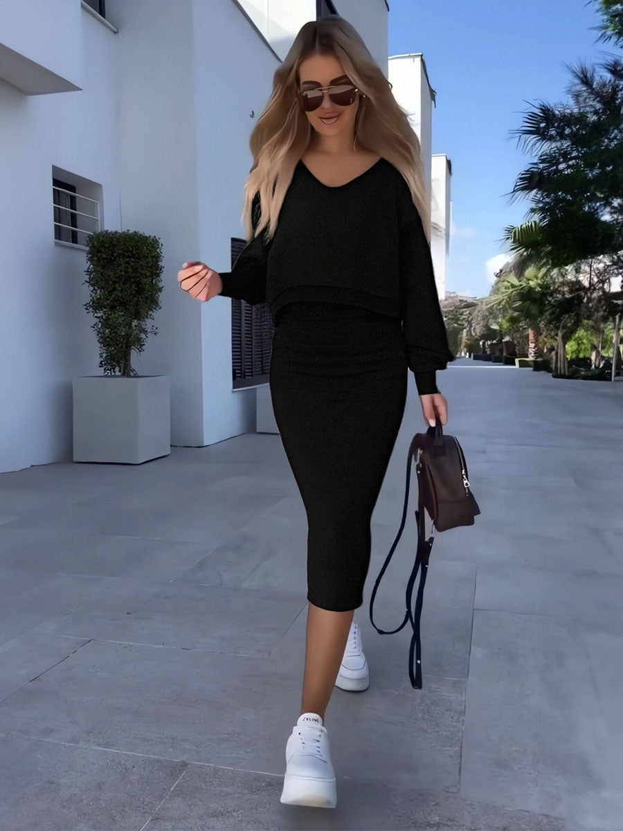 Knit Cami Dress and Loose Top Set