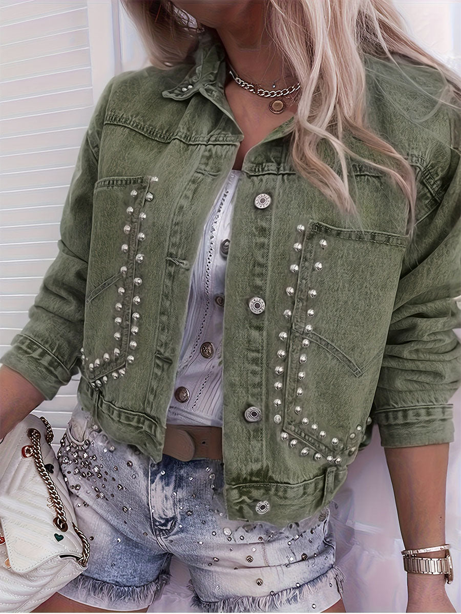 Studded Denim Cotton Jacket Coat