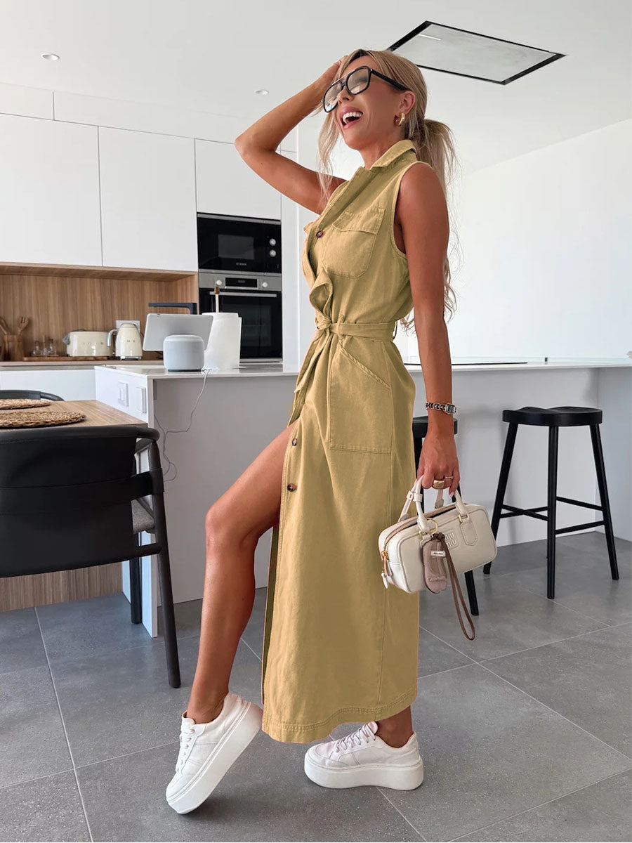 Chic Belt Cool Denim Jumpsuits