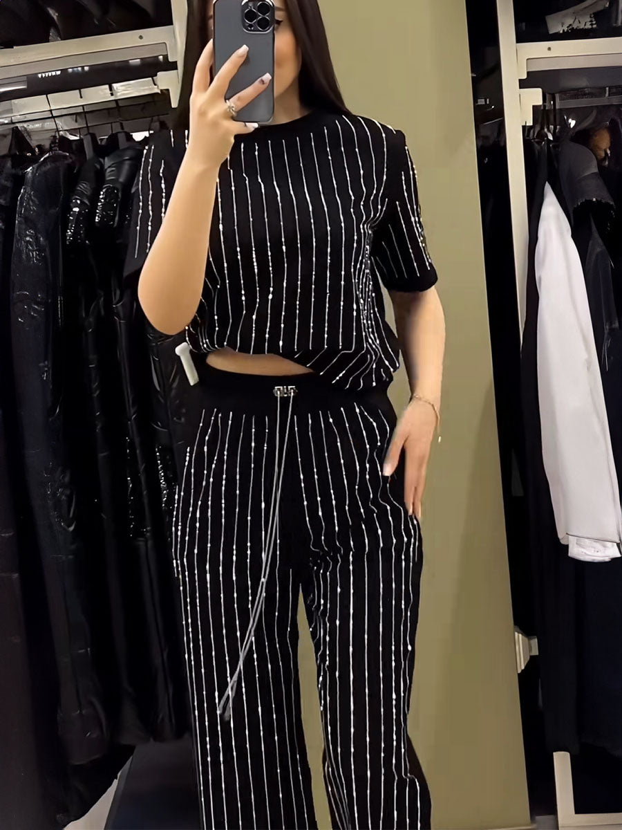 Glitter Pinstripe Two Piece Set