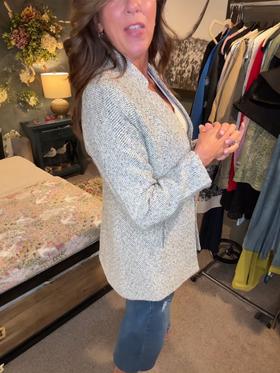 Pocketed Retro Heather Coat