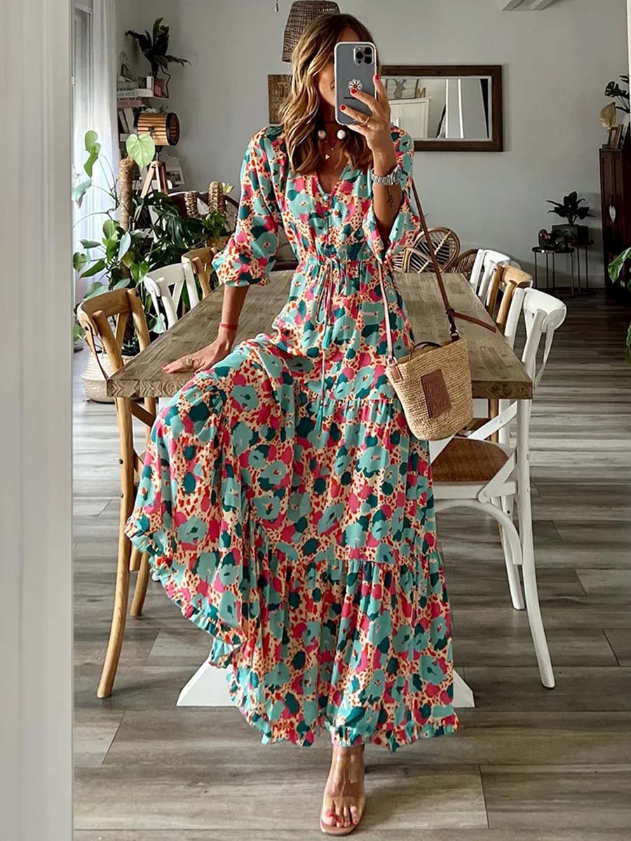 Robe à fleurs extensible