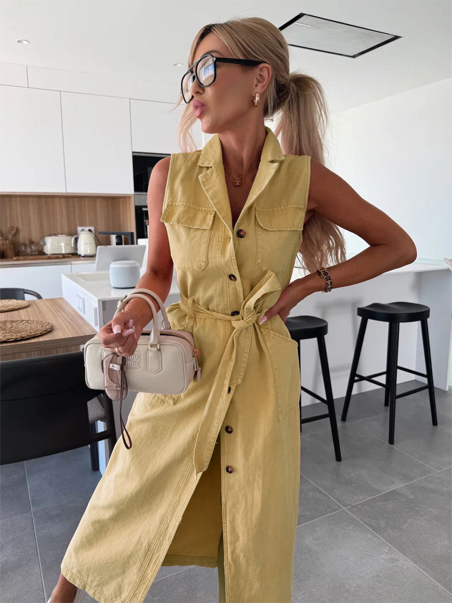 Chic Belt Cool Denim Jumpsuits