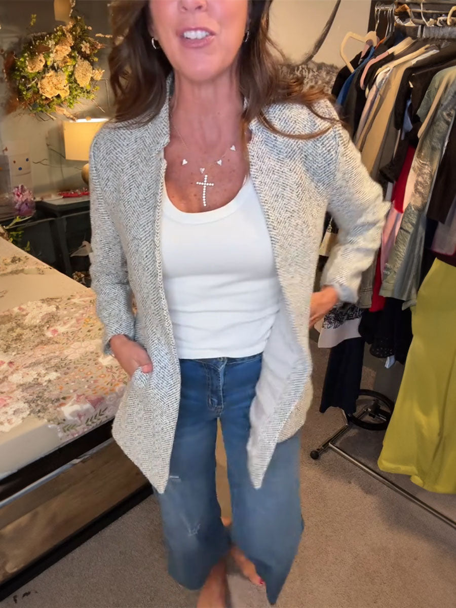 Pocketed Retro Heather Coat