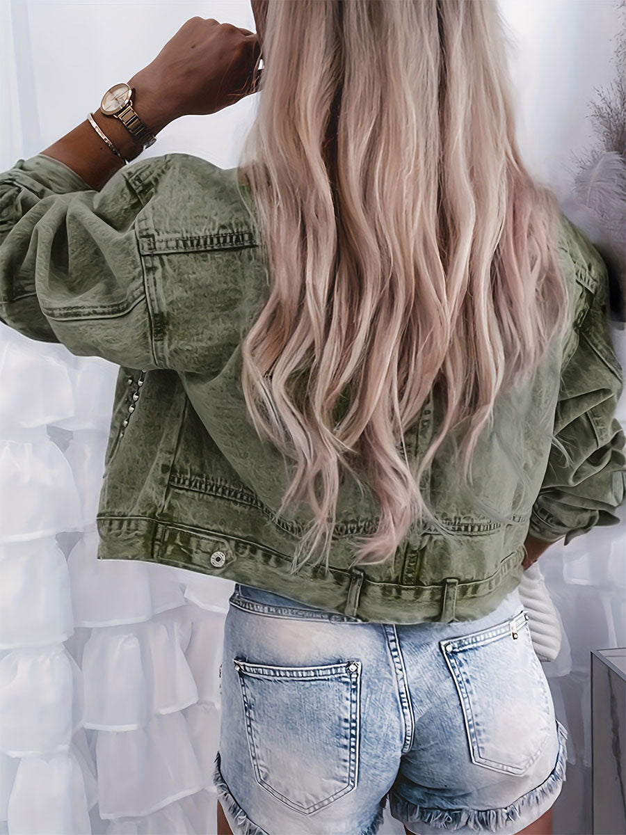 Studded Denim Cotton Jacket Coat