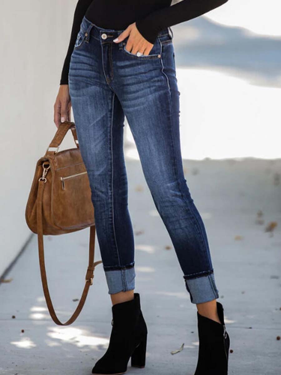 Vorioal Middle Waist Stretch Jeans