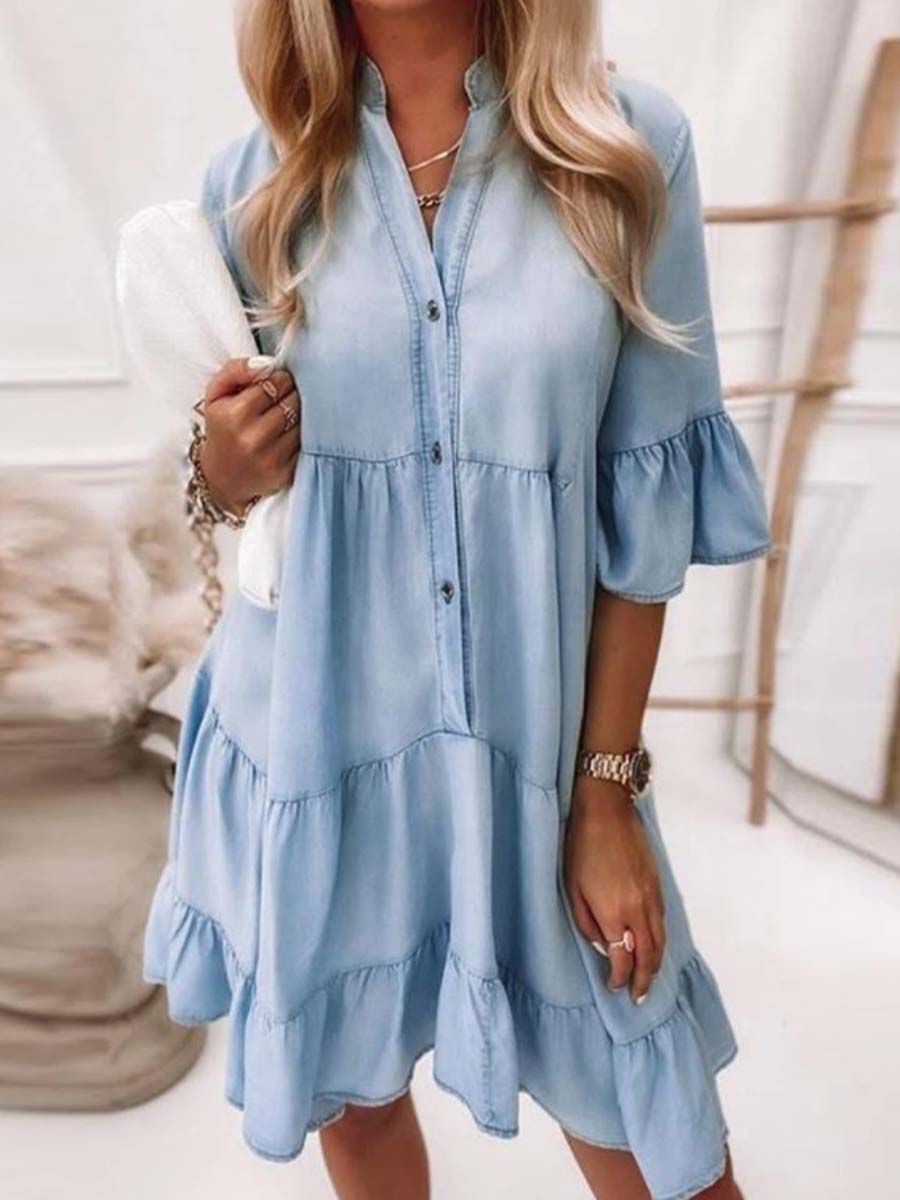 Vorioal A-line Denim Dress