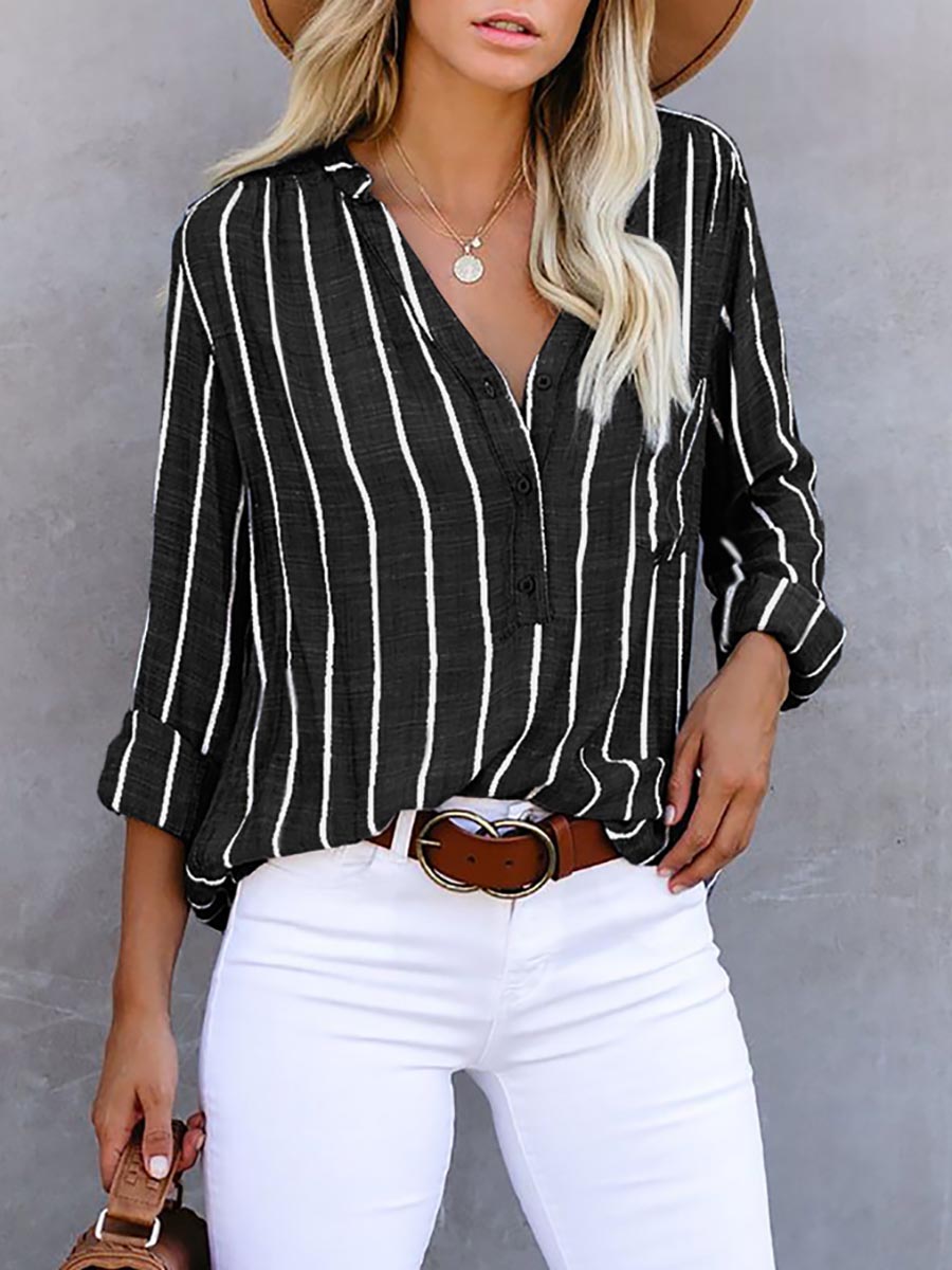 Vorioal Loose Fashion Striped Shirt